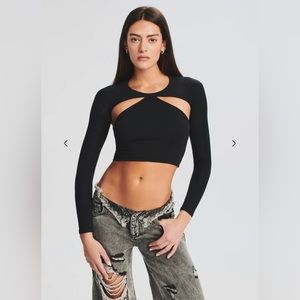 SER.O.YA Sierra Top Black XS NWT Long Sleeve Cropped Cutout Sexy REVOLVE